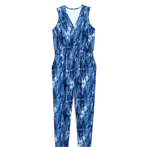 Old Navy Breathe Cross-Front Plus Sleeveless Jumpsuit 2X Navy Tie-Dye - Picture 7 of 12
